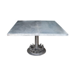 American 1940's Industrial Zinc Top Dining Table