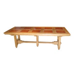 French 1940's Guillerme et Chambron Tile and Oak Dining Table