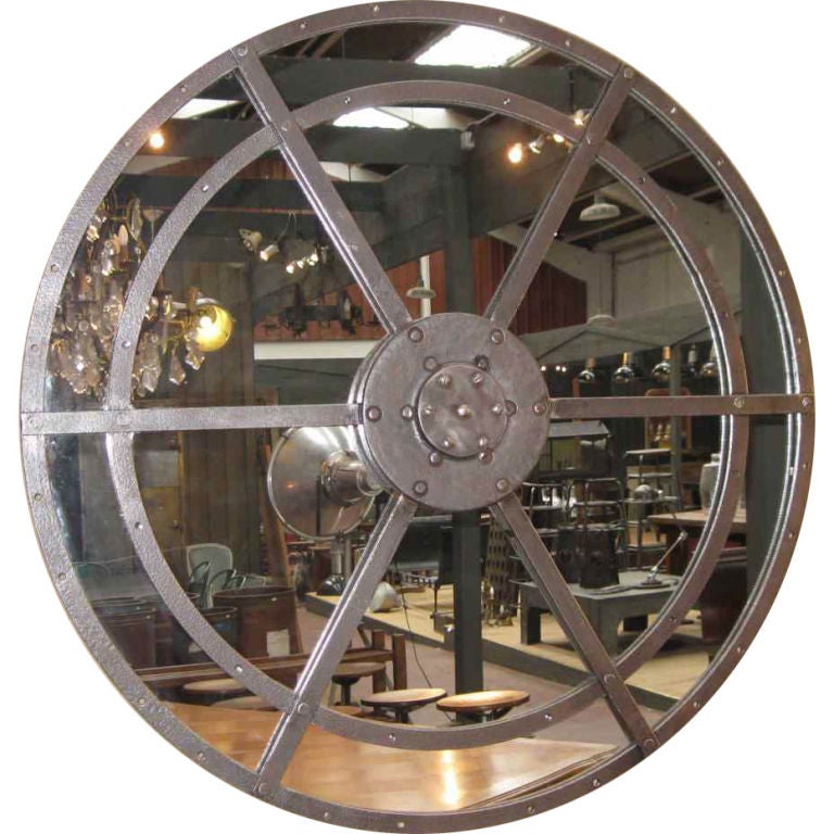 1940's French Industrial Mirror at 1stDibs