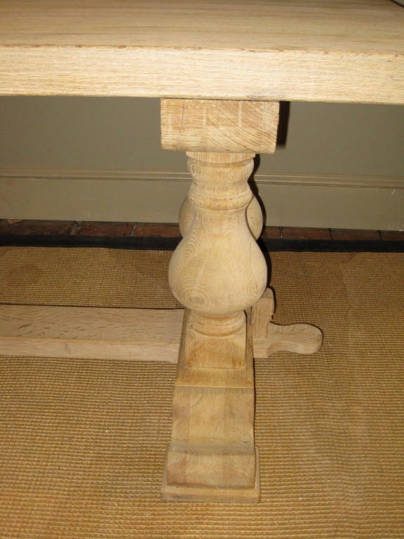 1920's Belgian Bleached Trestle Farm Table 1