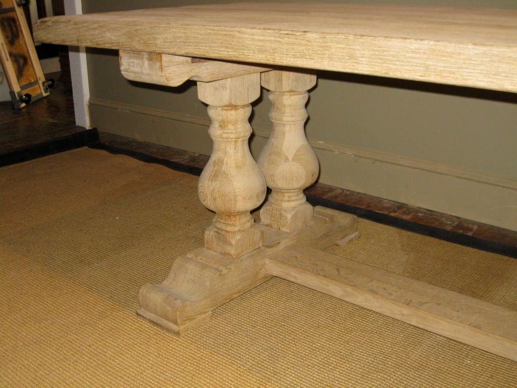 1920's Belgian Bleached Trestle Farm Table 2