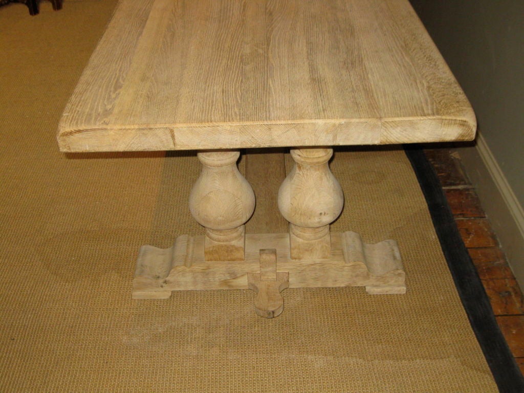 1920's Belgian Bleached Trestle Farm Table 3