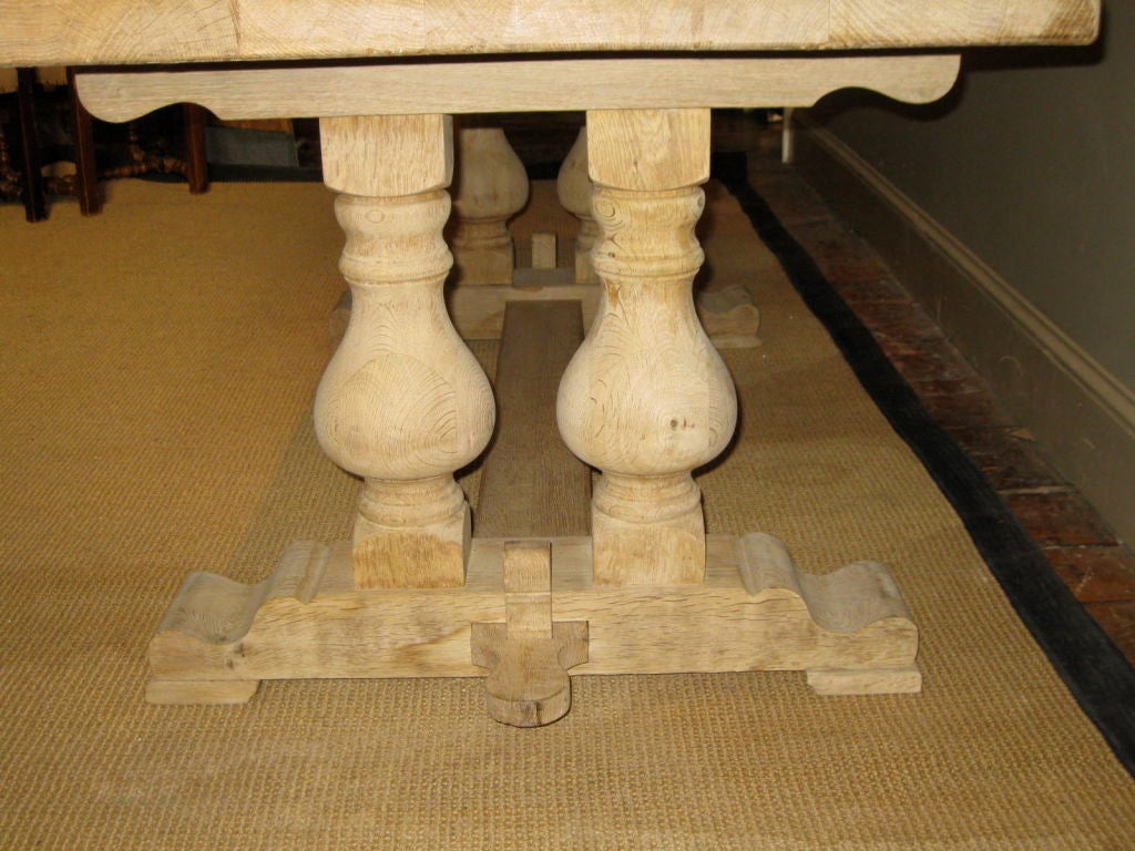 1920's Belgian Bleached Trestle Farm Table 4