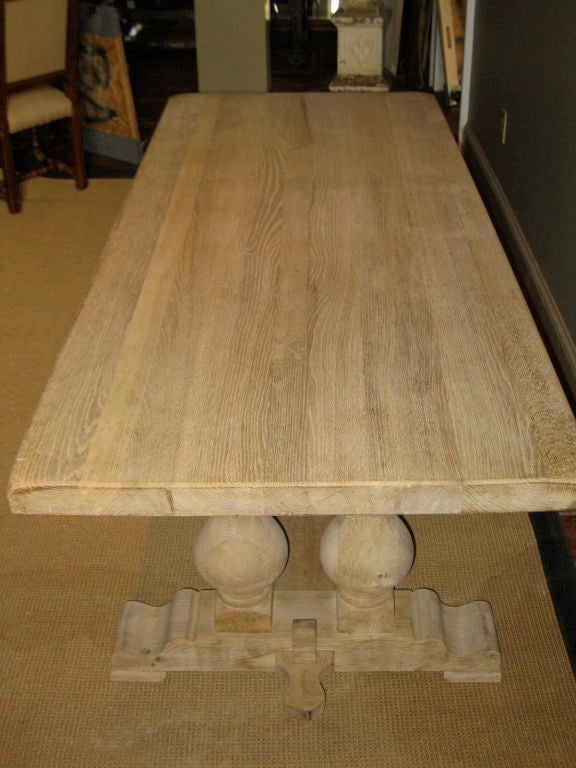 1920's Belgian Bleached Trestle Farm Table 5