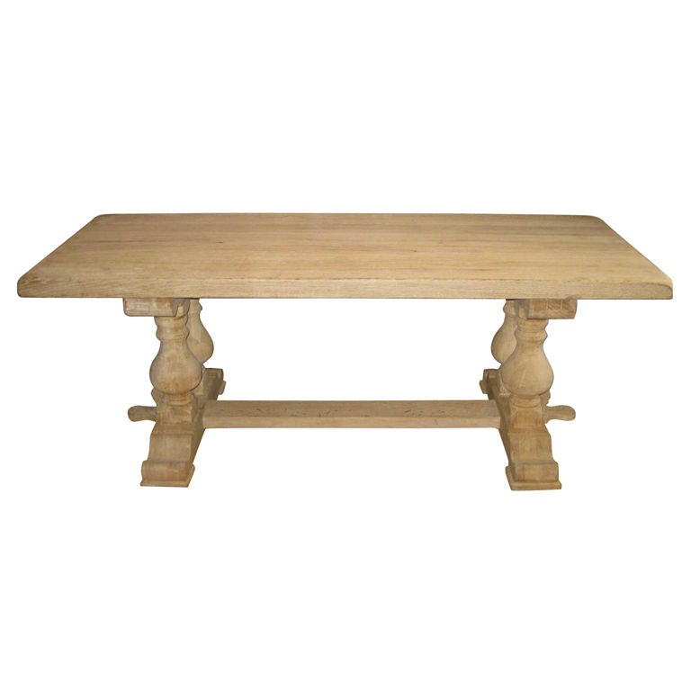 1920's Belgian Bleached Trestle Farm Table