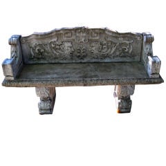 Vintage 1950's French Cast Stone Bench
