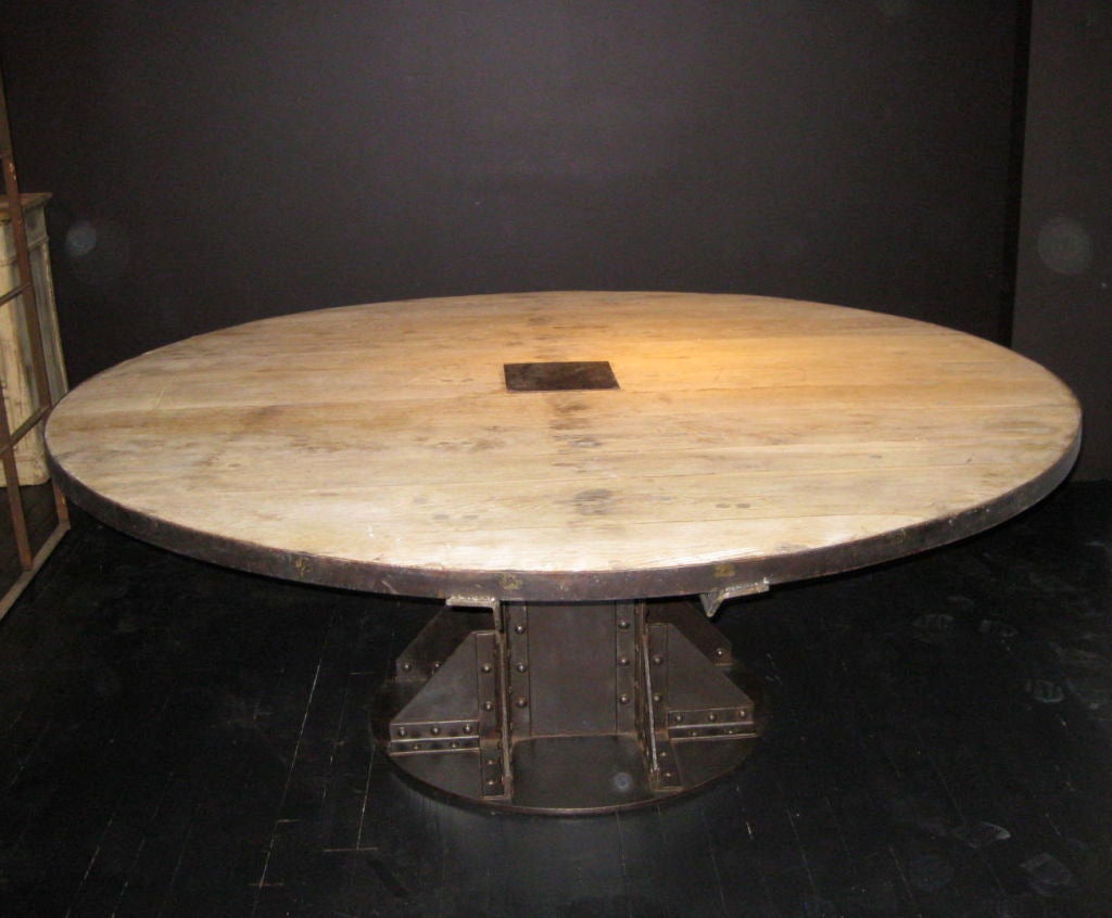 1940's French Vintage Oak Industrial Dining Table