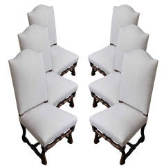 1920's Set of Six French Os d'mouton Dining Chairs