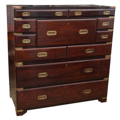 Fine Early 20th Century Rosewood Campaign Chest or Desk