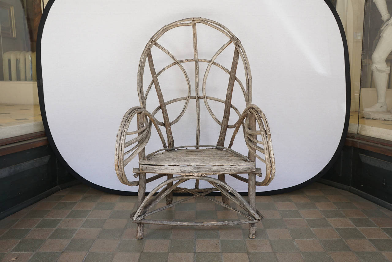 Vintage Adirondack Twig Veranda or Lawn Chair In Fair Condition In Hudson, NY