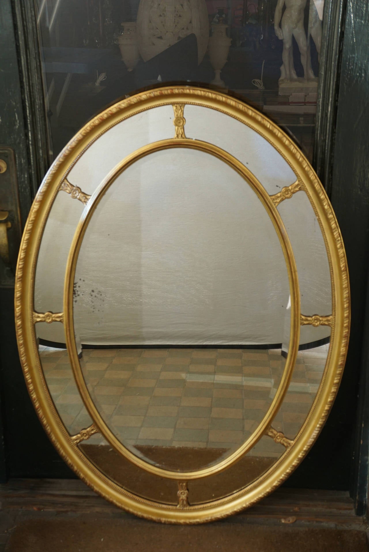 Adam Style Large Oval Early 20th Century Adams Style Water Gilded Mirror