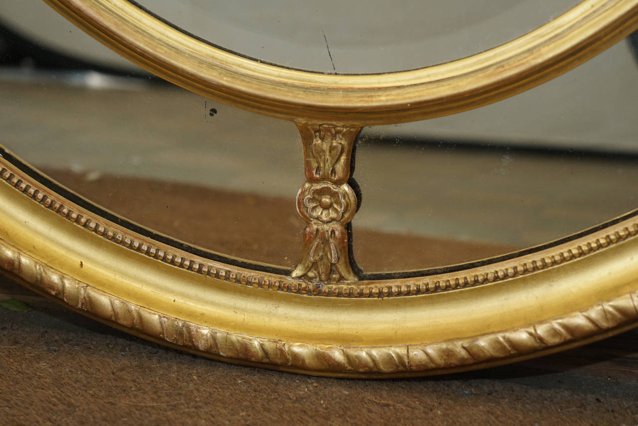 Gilt Large Oval Early 20th Century Adams Style Water Gilded Mirror