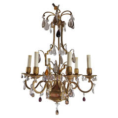 Vintage Masion Bagues Gilt Bronze, Marble and Cut Crystal Chandelier 4