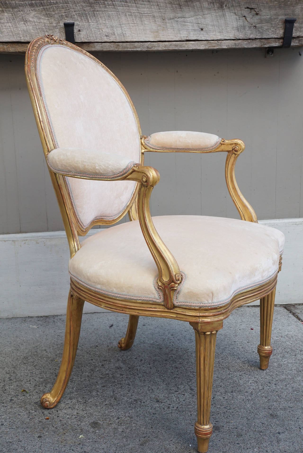 English Pair of Period George III Gilded Open Armchairs in the Manner of George Seddon