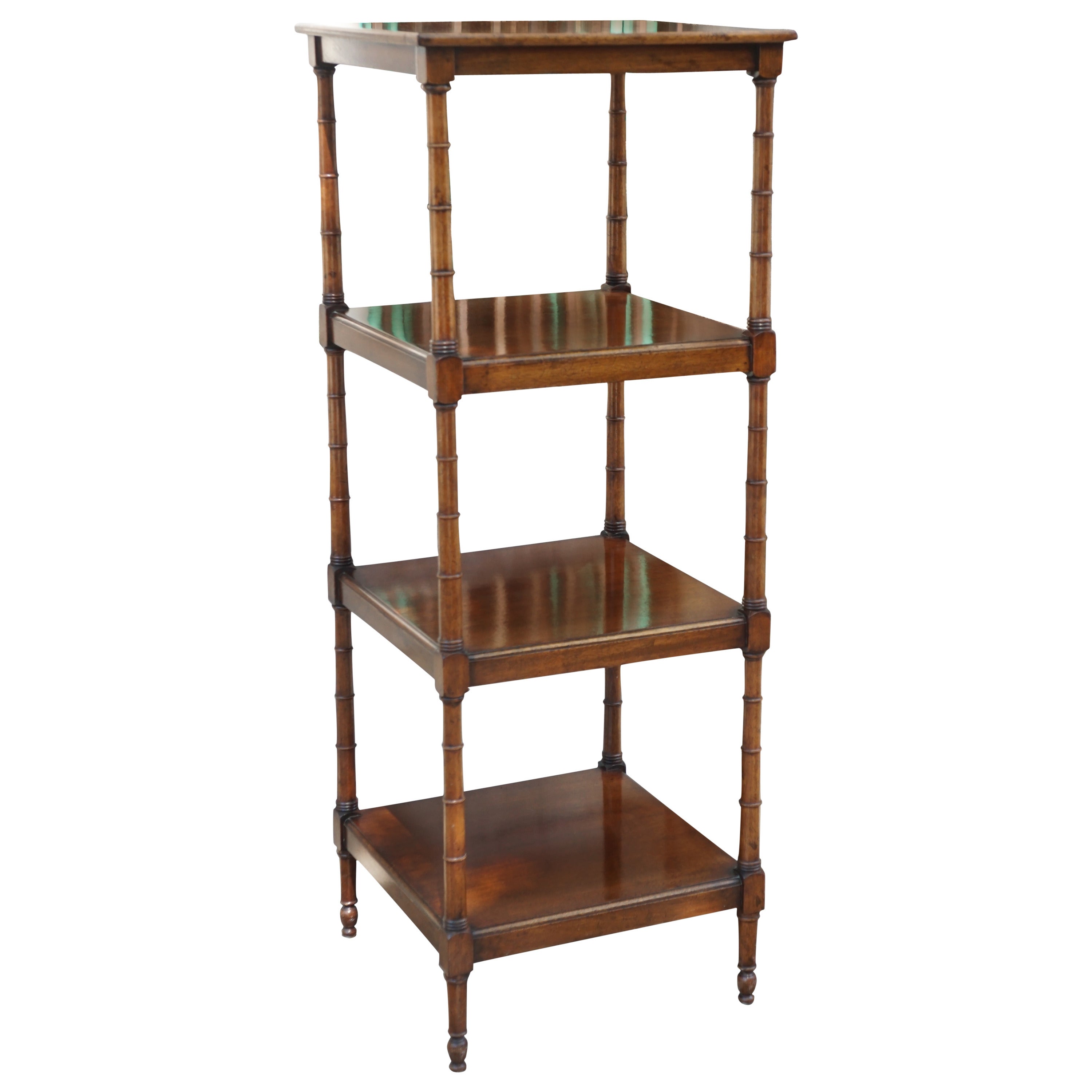 English Edwardian Mahogany Four-Shelf Etagere