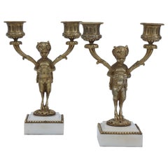 Pair of French 19th Century Louis XVI Style Gilded Bronze Candelabra