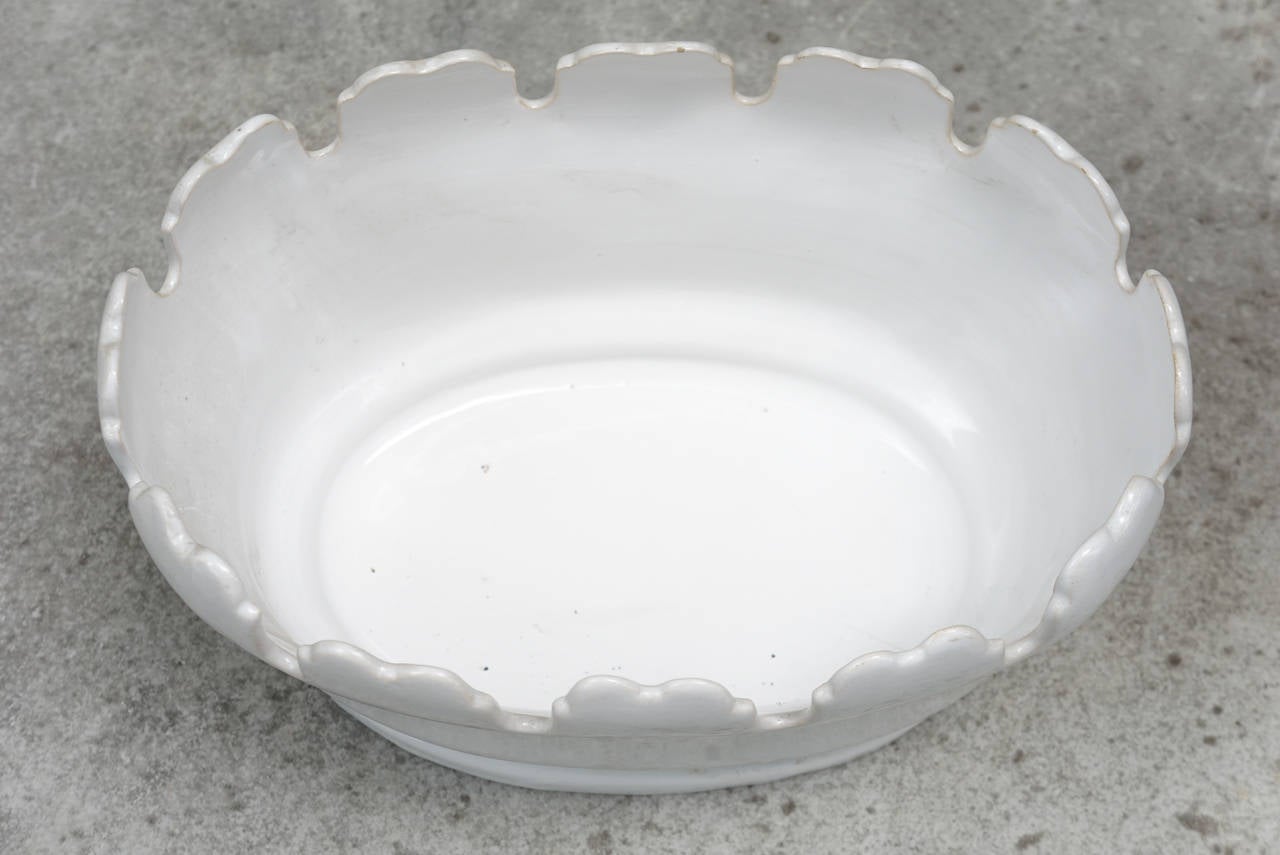 Glazed Pair of Ceramic French Montheth Bowls from the Estate of Paul & Bunny Mellon