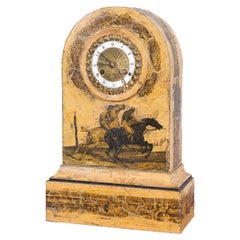 Charles X Tole Peinte and Decoupage Mantel Clock