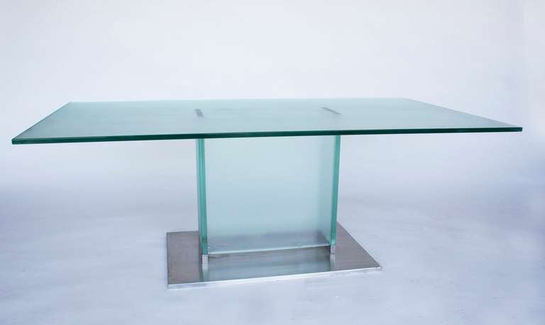 Glass Low Table with Modern Lines