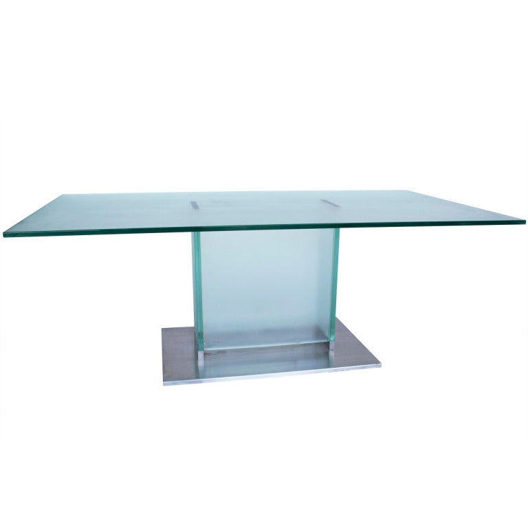 Glass Low Table with Modern Lines For Sale at 1stdibs