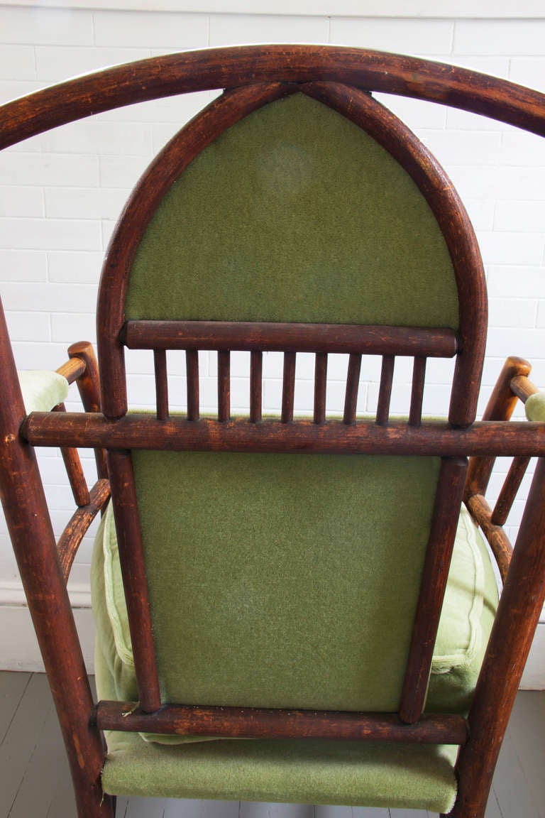 20th Century Adirondack Arm Chair with Mohair Upholstery