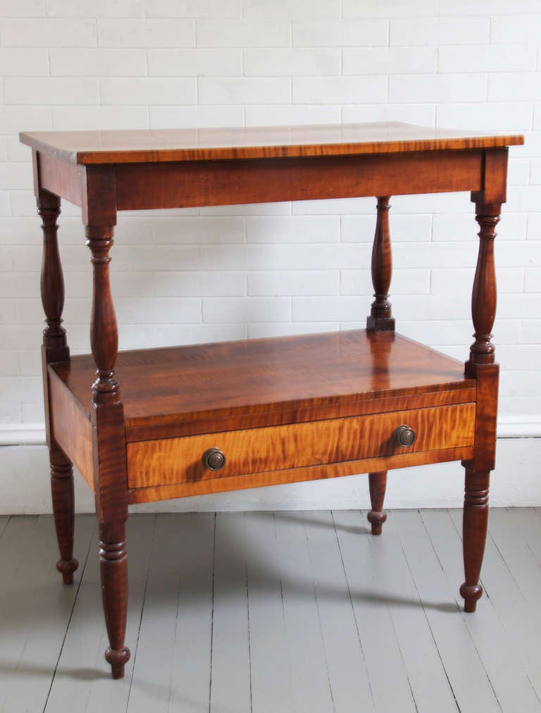 American Tiger Maple Side Table at 1stDibs