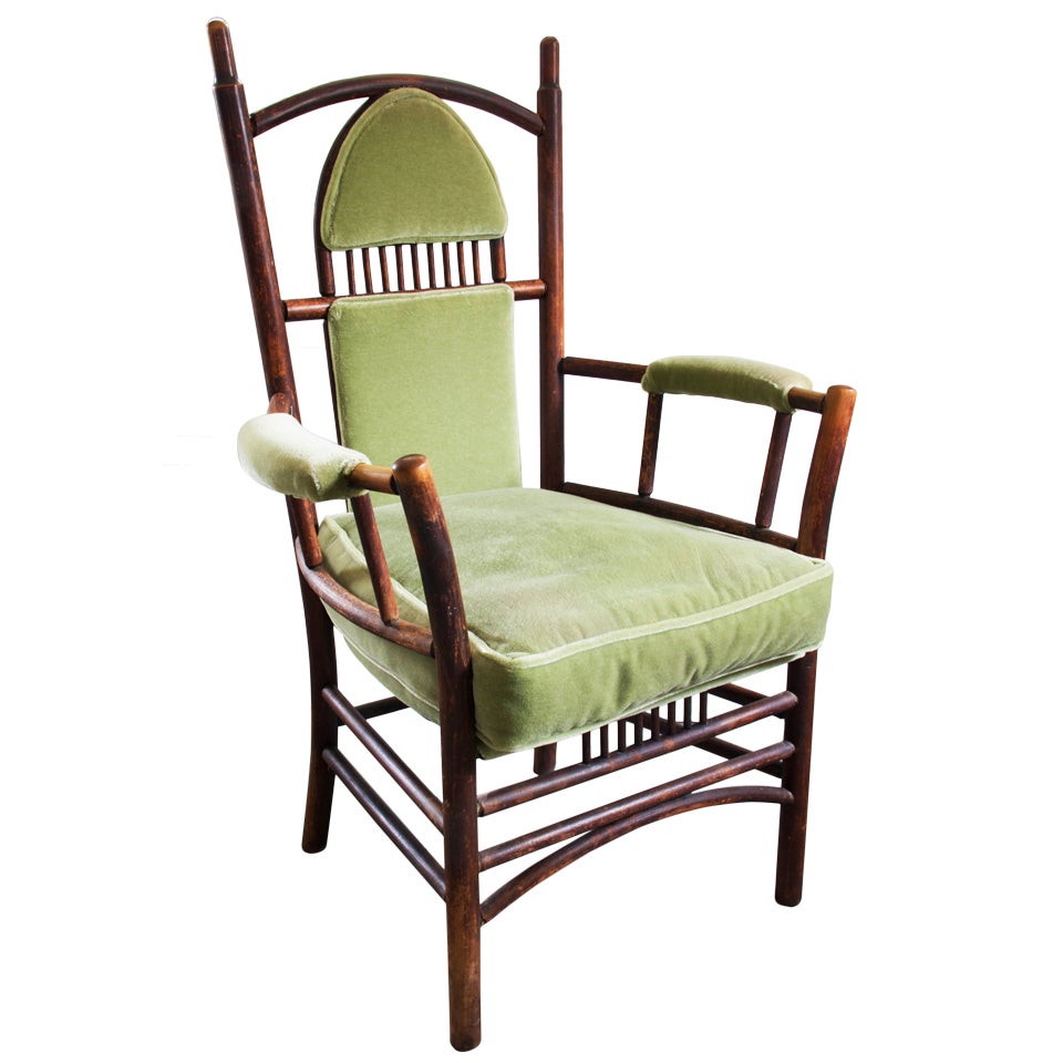 Adirondack Arm Chair with Mohair Upholstery