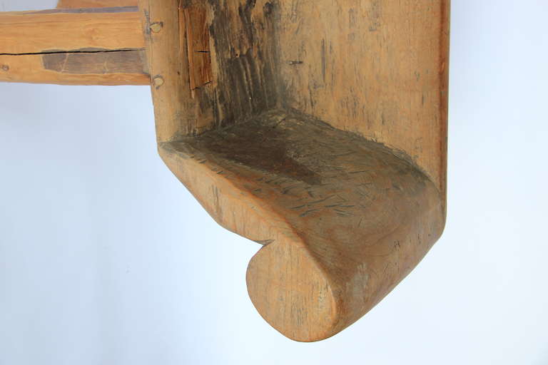 Late 20th Century Rustic Carved Chinese Bench