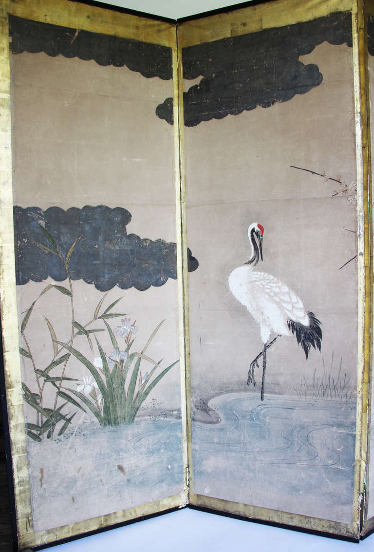 Chinese Chippendale Coromandel Screen of Six Parts with Handsome Cranes