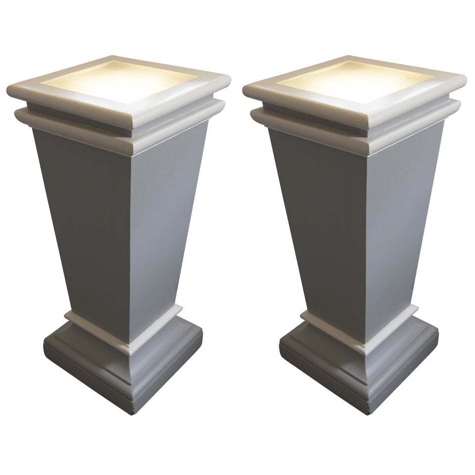 Pair Illuminated Pedestals For Sale