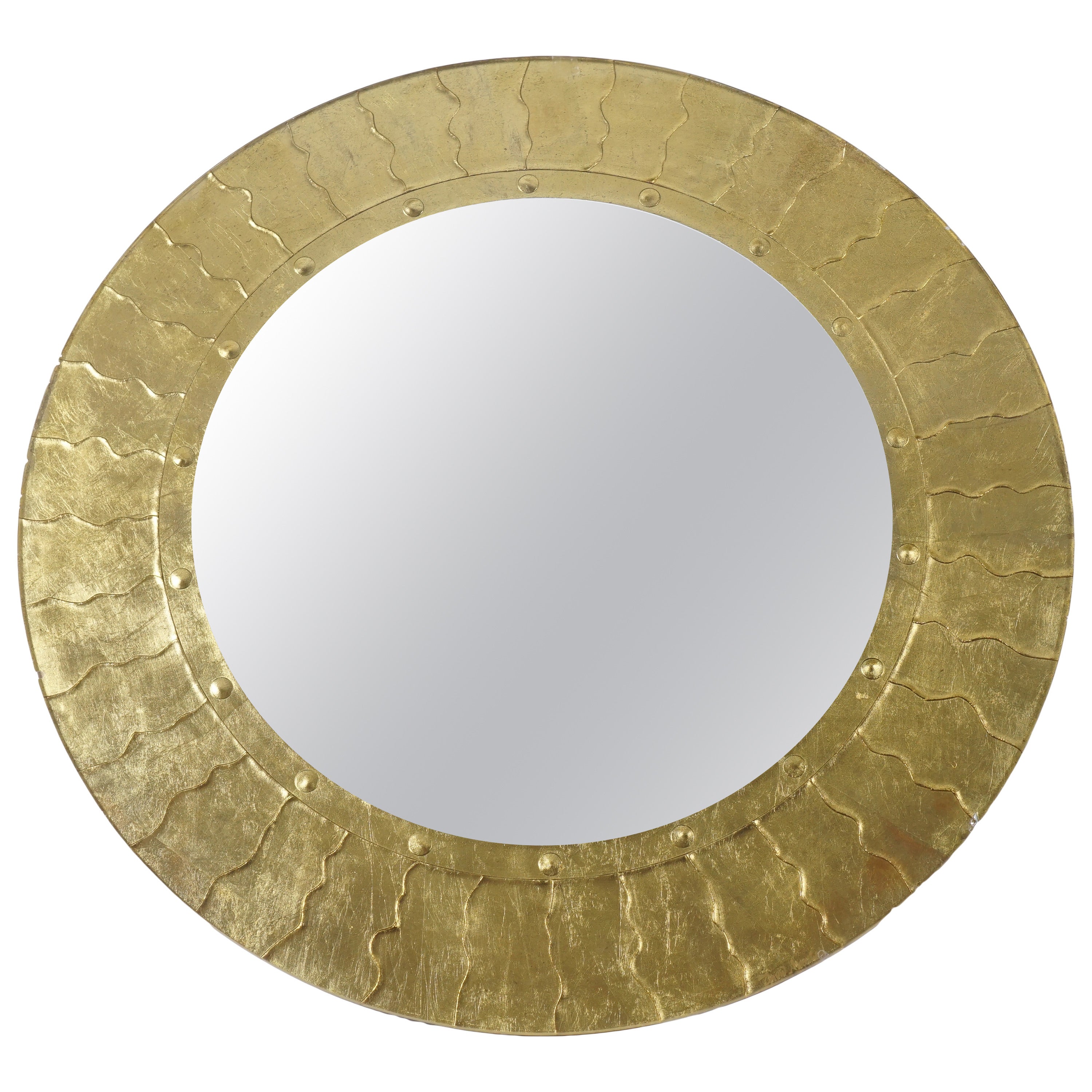 Bold Gilt Modernist Mirror For Sale