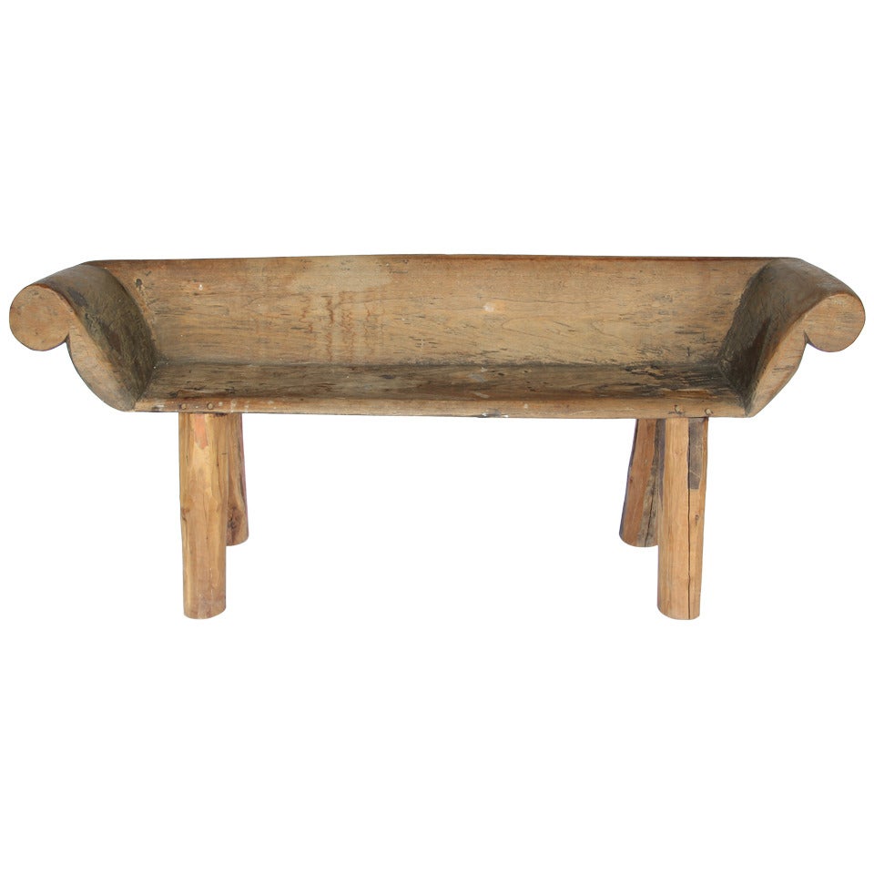 Rustic Carved Chinese Bench