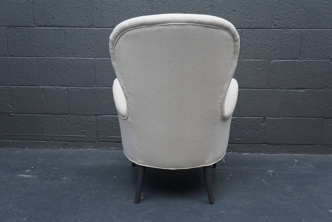 Fabric Pair of Italian Midcentury High Back Chairs For Sale