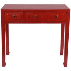 Antique "Chinese" Red Three-Drawer Console