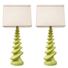 Pair of Plasto Lamps in Chartreuse 2