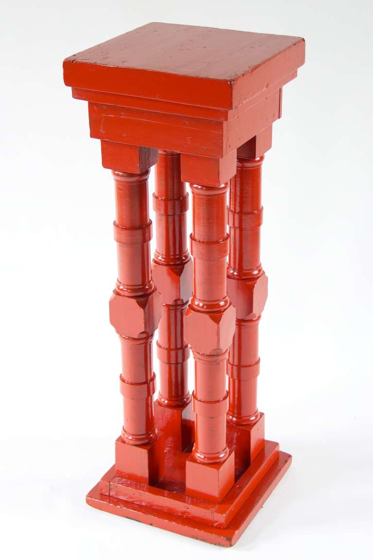 Extremely Orange Four-Column Pedestal In Good Condition In Hudson, NY