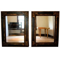 Pair of Ornately Gilded and Painted Mirrors