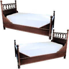 Antique Pair 19th C. Faux Bamboo Beds