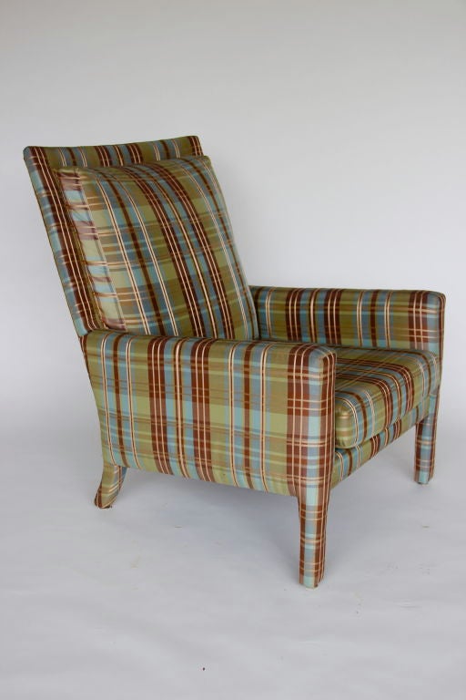 plaid chair with ottoman