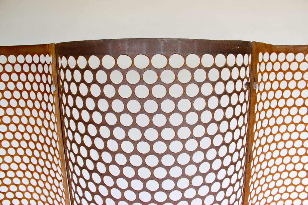 20th Century Pierced Industrial Standing Screen