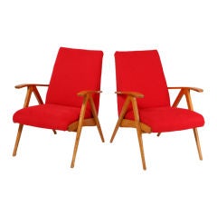 czech mid-century armchairs, pair (priced individually)