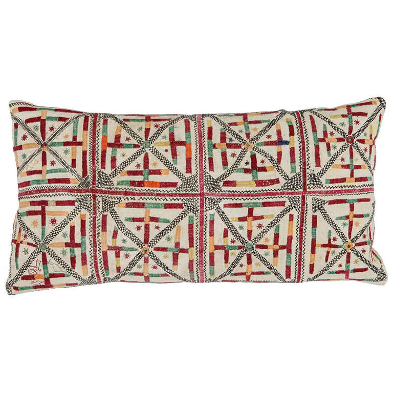 Gujarati Indian Embroidered Pillow at 1stdibs