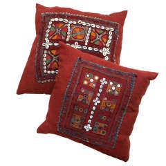 Antique Banjara Shisha, Cowrie and Embroidery Indian Pillows