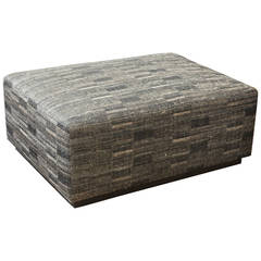 Ottoman Covered with Hand-Woven Indian Fabric