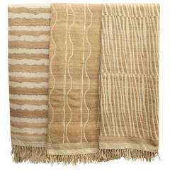 Indian Hand-Woven Throws.  Oatmeal and Ivory.  Wool and Raw Silk. 