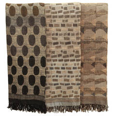 Indian Hand Woven Throws.  Black, Brown, Gray, Beige.  Wool and Raw Silk. 