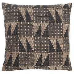 Indian Hand Woven Pillow.  Black and Beige.  Silk and Cotton. 