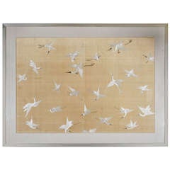 Japanese Silk Embroided Cranes