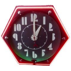 Vintage Art Deco Hexagon Neon Wall Clock