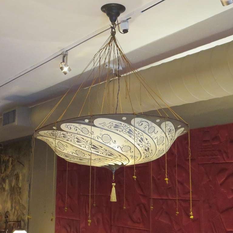 fortuny style silk chandelier